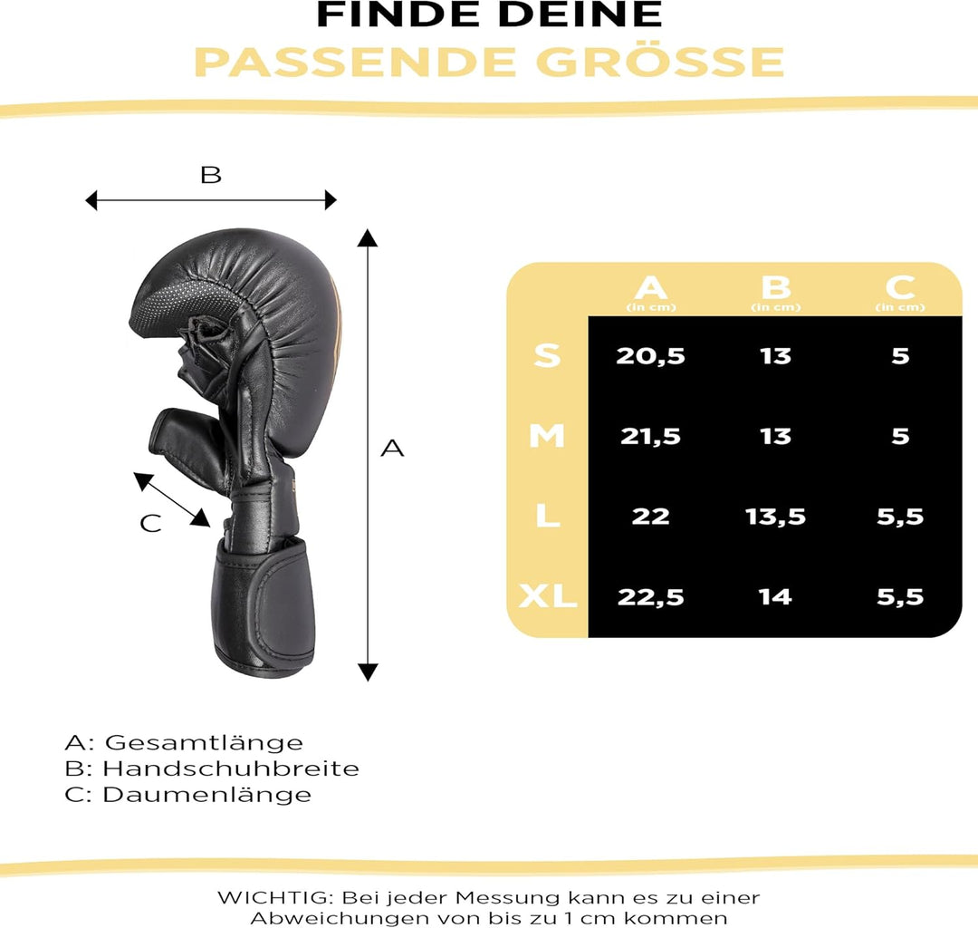 TOP TEN MMA Sparringhandschuhe Contender | MMA Amateur Handschuhe Schwarz-gold XL, Schwarz-gold XL
