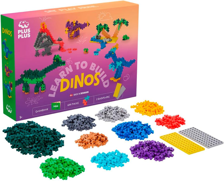 Plus-Plus 9603918 Geniales Konstruktionsspielzeug, Learn to Build, Dinosaurier, Kreativ-Bausteine, 6