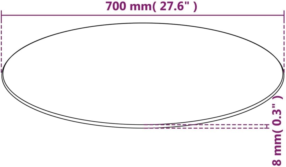 vidaXL Tischplatte Gehärtetes Glas Ø 700 mm Tisch Glasplatte Platte Esstisch Ø 70 cm Transparent, Ø