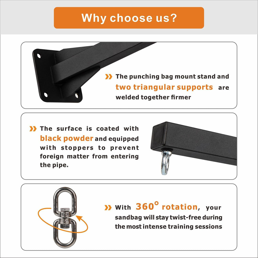YZZHAJ Wandhalterung Heavy Bag Hanger, Boxsack Wandhalterung Heavy Duty Boxsack Aufhänger Kickboxsac