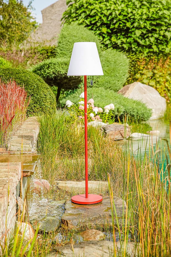 greemotion LED-Akku-Stehlampe Outdoor, 3fach höhenverstellbar, rot, dimmbar