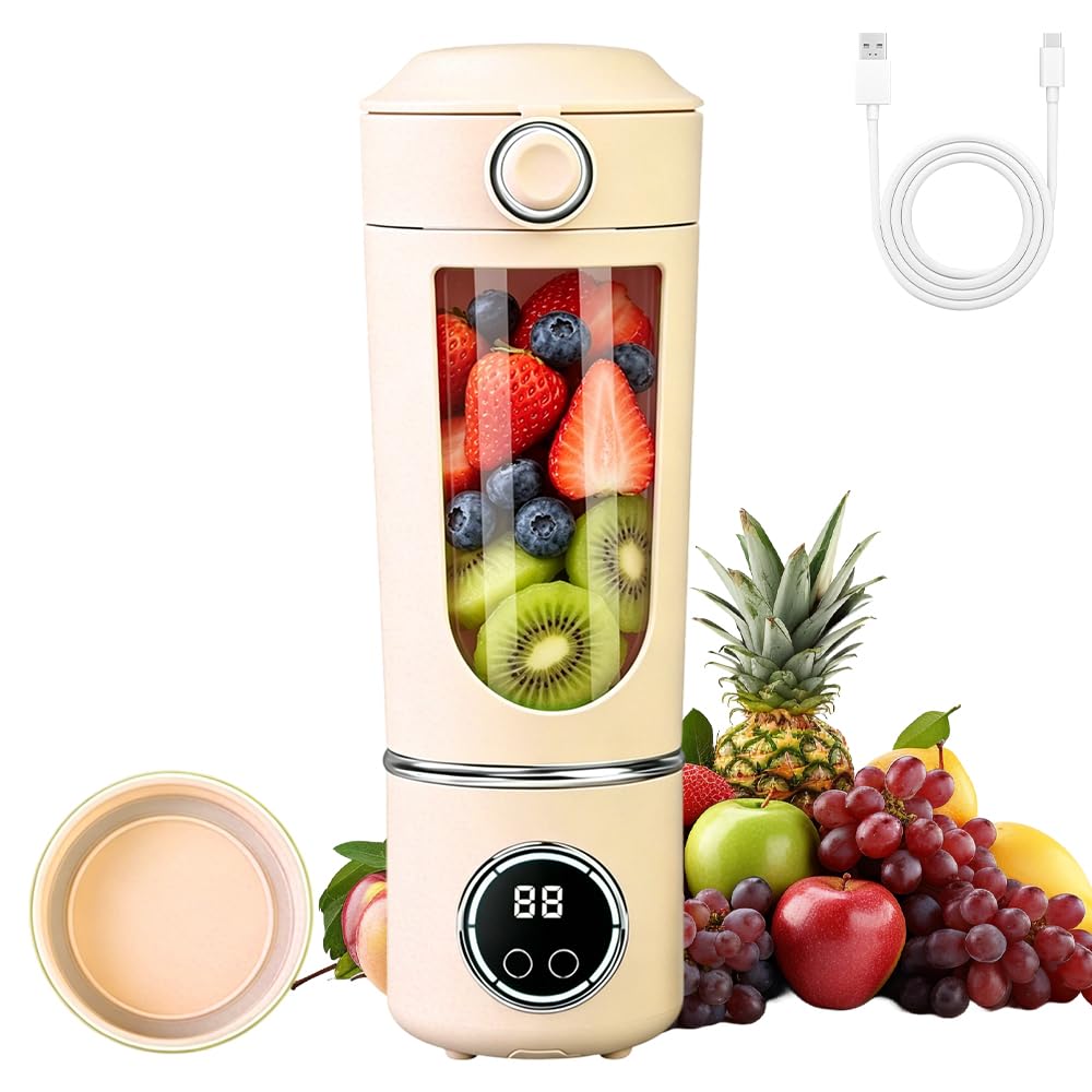 Tragbarer Mixer 700ml, Wiederaufladbar Mini Mixers with Digital Display, Mixer to Go for Milkshakes,