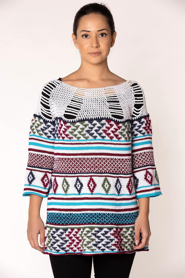 DesignEtte Strickset, Baumwolle, Weiss und mehrfarbig, Grösse XXL / 3XL 2X-Large/3X-Large White And