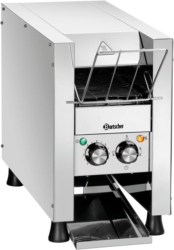 Bartscher Durchlauftoaster Mini-XS aus Edelstahl für bis zu 90 Toasts/Stunde, regelbare Bandgeschwin