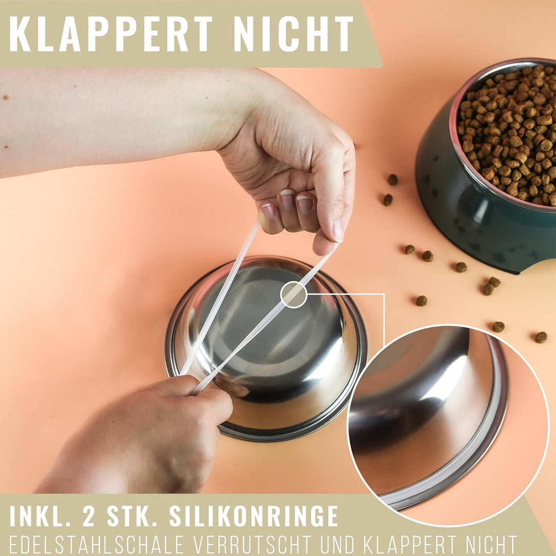 ne&no® Futternapf 2er Set für kleine Hunde und Katzen [Gr. S / 170 ml] Doppelnapf Katze rutschfest |