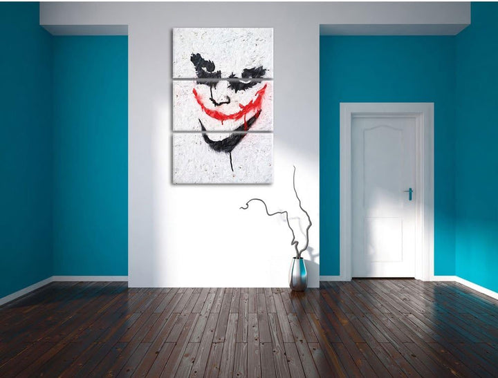 Pixxprint Joker Pinsel Effekt 3-Teiler Leinwandbild 120x80 Bild auf Leinwand