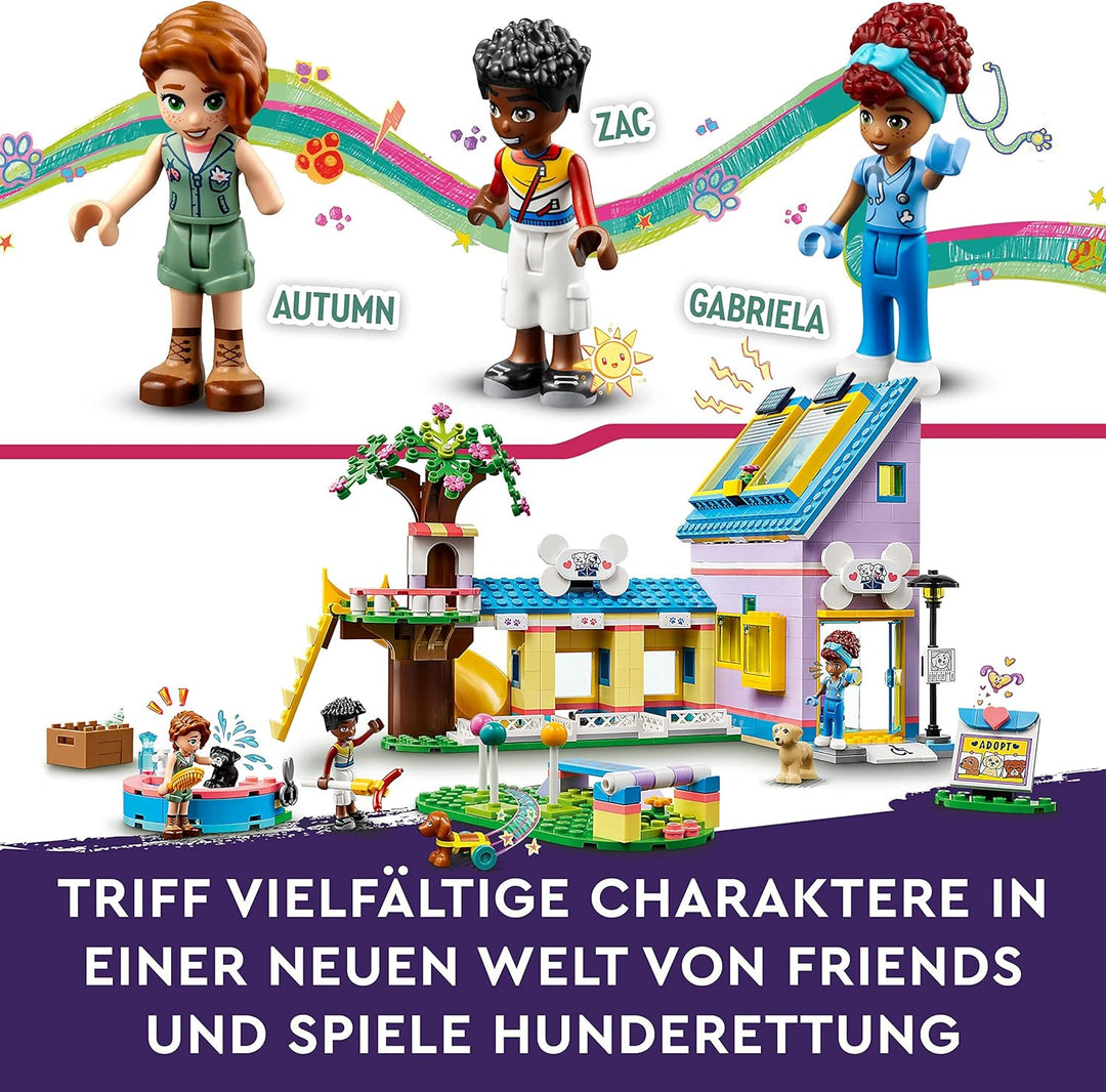 LEGO 41727 Friends Hunderettungszentrum, kreatives Tierarzt Spielzeug mit Mini-Puppen und Welpen-Fig