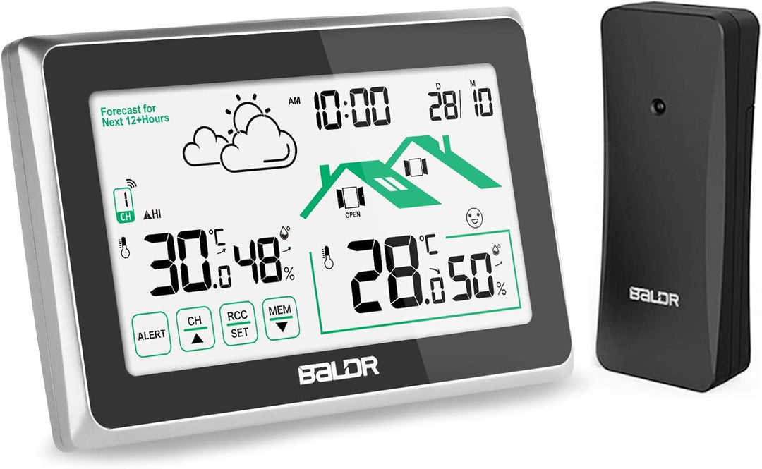 Aussensensor der Wetterstation, Anzeige von Aussentemperatur und Luftfeuchtigkeit, maximale Übertrag