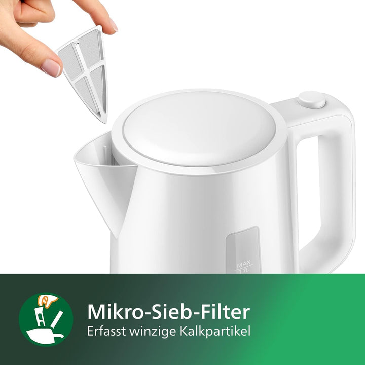 Philips Wasserkocher – 1.7 L Fassungsvermögen mit Kontrollanzeige, Pirouettenbasis, weiss (HD9318/00