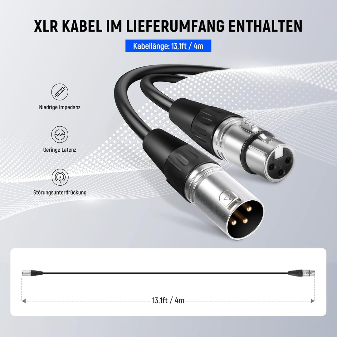 NEEWER Dynamisches Mikrofon Nierencharakteristik Dynamic Microphone mit XLR Kabel, robustem Metallge
