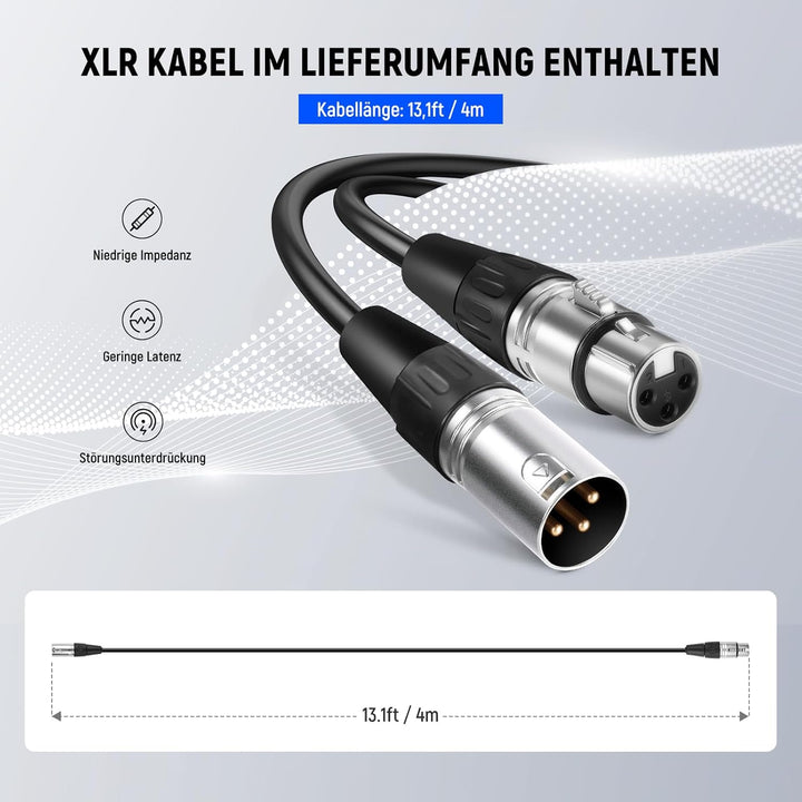 NEEWER Dynamisches Mikrofon Nierencharakteristik Dynamic Microphone mit XLR Kabel, robustem Metallge