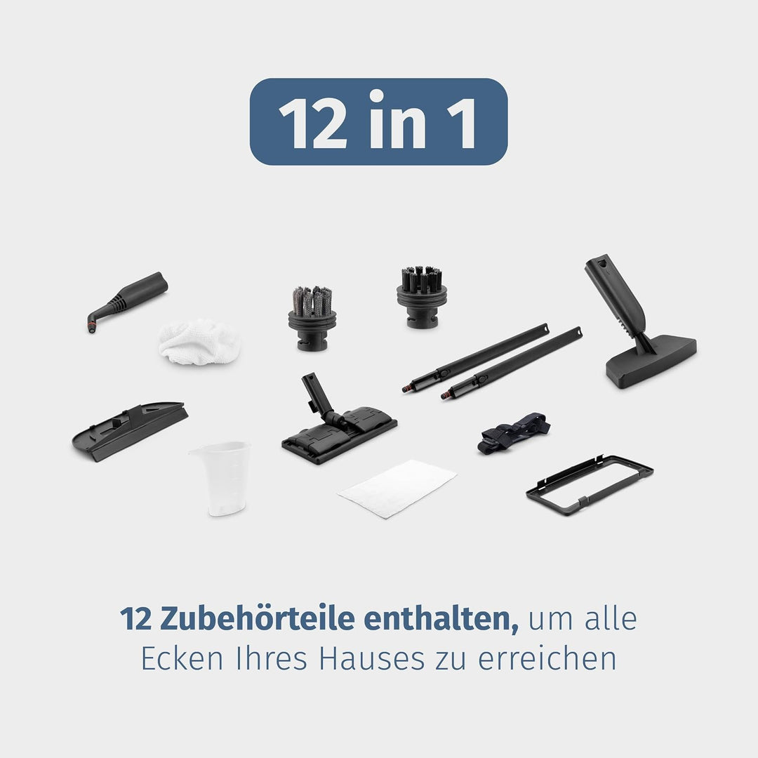 Di4 Dampfreiniger Brumo 1500W, 4 Bar Druck, 1,1L Tank, 22 Minuten Laufzeit, 12 Zubehörteile für Rein