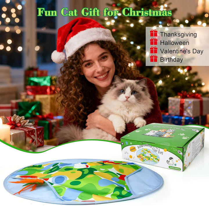 PUHOHUN Interaktives Katzenspielzeug Selbstbeschäftigung Weihnachten -Leises Automatisches Interakti