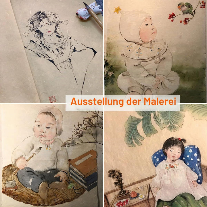 InnoStars Maulbeerpapier, 6 Rollen 30 x 180cm Reispapier, Naturfaser Textur, Japanisches Washi-Liefe