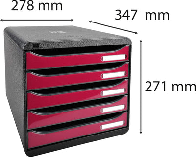 Exacompta 3097284D Premium Ablagebox mit 5 Schubladen für DIN A4+ Dokumente. Stapelbare Schubladenbo