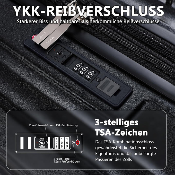 Joyway Koffer Trolley Reisekoffer von ABS Hartschalen Trolley mit Getränkehalter und 4 Rollen TSA Sc