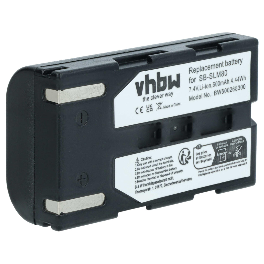 vhbw 1x Akku Ersatz für Samsung SB-LSM160, SB-LSM320, SB-LSM80 für Videokamera Camcorder (600 mAh, 7