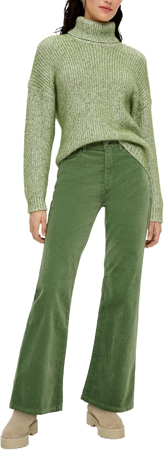 s.Oliver Damen Cord Hose, Slim Fit, Grün
