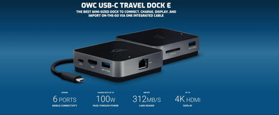 OWC - USB-C Travel Dock E - 6-Port Travel Dock (USB-C 100W, 2X USB 3.2, HDMI, SD Reader, Ethernet) S