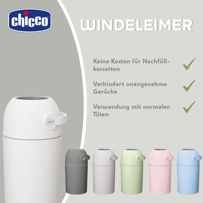 Chicco Nappy Bin Odour Off, Windeleimer, kompakter und platzsparender Containerbehälter, keine Nachf