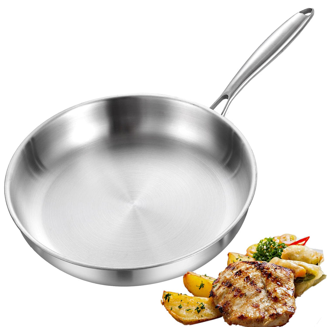 Edelstahl Pfanne, Bratpfanne (28 cm/11 Zoll), 3-Schicht Komplett Ungiftig, 100% Schadstofffrei, Schn