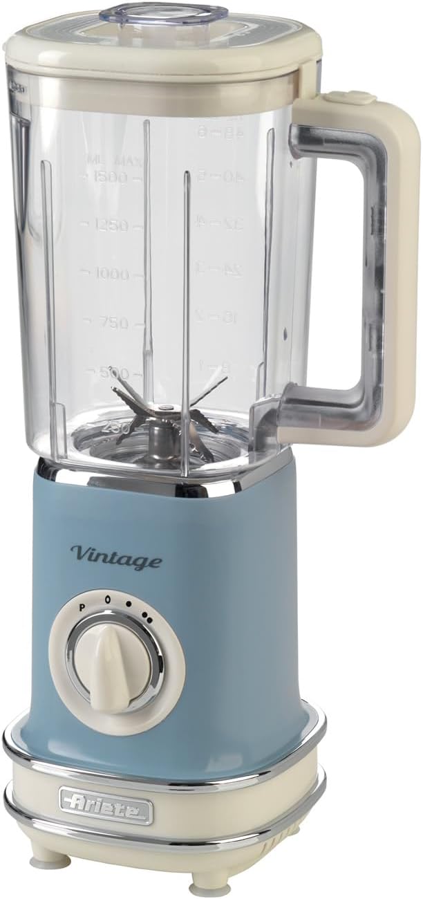 Ariete 568/13 Vintage-Standmixer, leicht zu verstauen, 500 W, Kanne 1,5 l, Kunststoffbehälter, 6 Kli