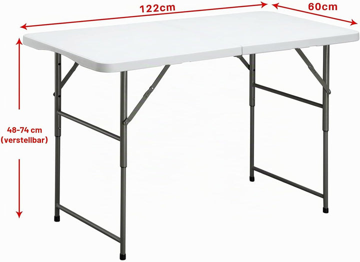 HollyHOME Klapptisch Campingtisch 4FT/122cm, Klapptisch Küche Tisch Klappbar Tragbarer Gartentisch B