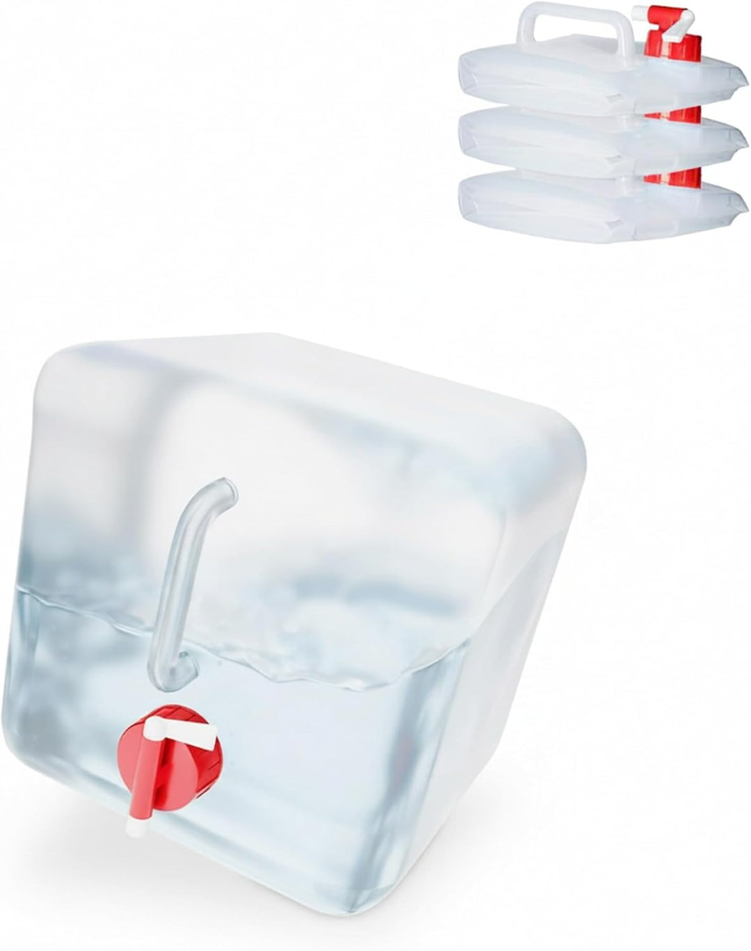 Relaxdays Faltkanister 4er Set, 5 l, Hahn, Schraubdeckel, Tragegriff, Wasserkanister Camping, BPA-fr