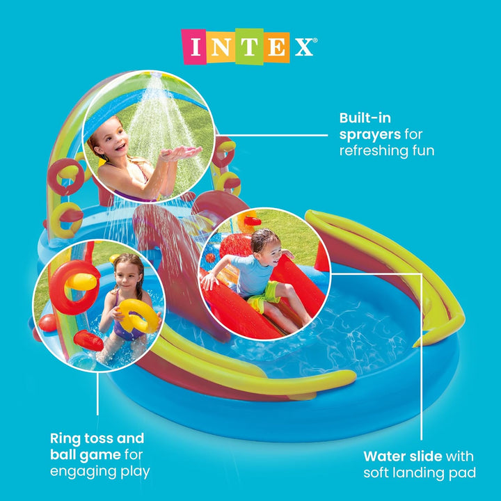 Intex Rainbow Ring Play Center - Kinder Aufstellpool - Planschbecken - 297 x 193 x 135 cm - Für 3+ J