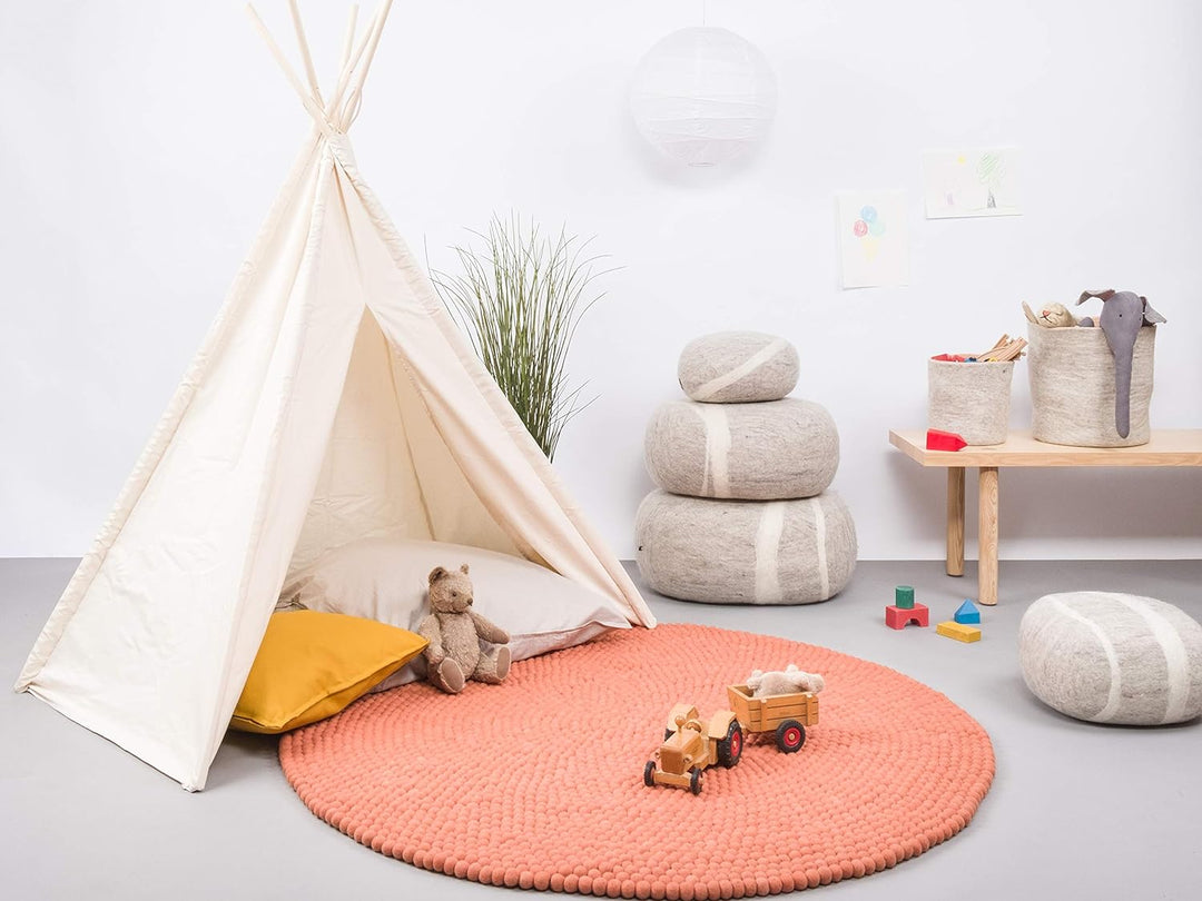 myfelt Lea Filzkugelteppich — Ø 50 cm, ideal für Schlaf-, Wohn-, Kinderzimmer, Flur & Bad Ø 50 cm La