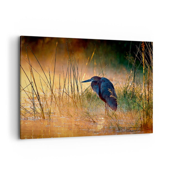 Bilder auf Leinwand 100x70cm Leinwandbild mit Rahmen Vogel Natur Wasser Gross Wanddeko Bild Schlafzi