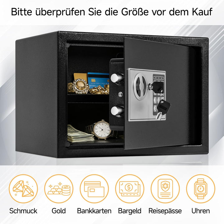 OUUTMEE 25L Tresor Feuerfest mit Feuerfester Wasserdichter Dokumententasche, mit Kombinationsschloss
