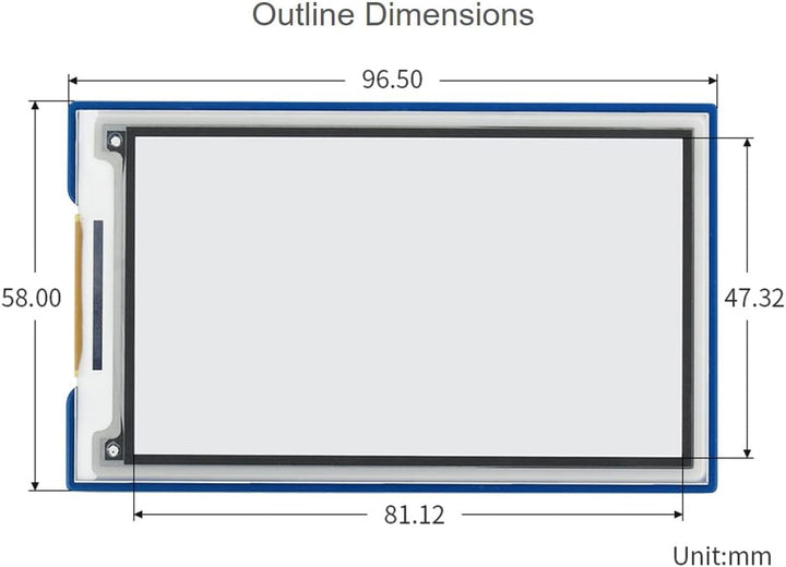 Waveshare 3.7inch E-Paper E-Ink Display HAT for Raspberry Pi with 480×280 Pixels Black/White 4 Grey