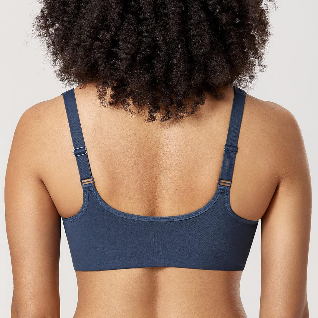 DELIMIRA Damen BH mit Vorderverschluss U-Rücken Bügel Spitzen BHS Grosse Brüste Soft Vollschalen Ung