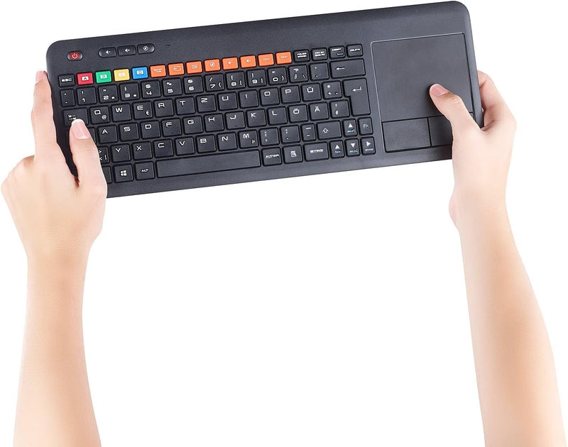 GeneralKeys Smart TV Tastatur: Funk-Tastatur m. Touchpad, für Smart-TVs von Samsung u.v.m., PC, PS3/