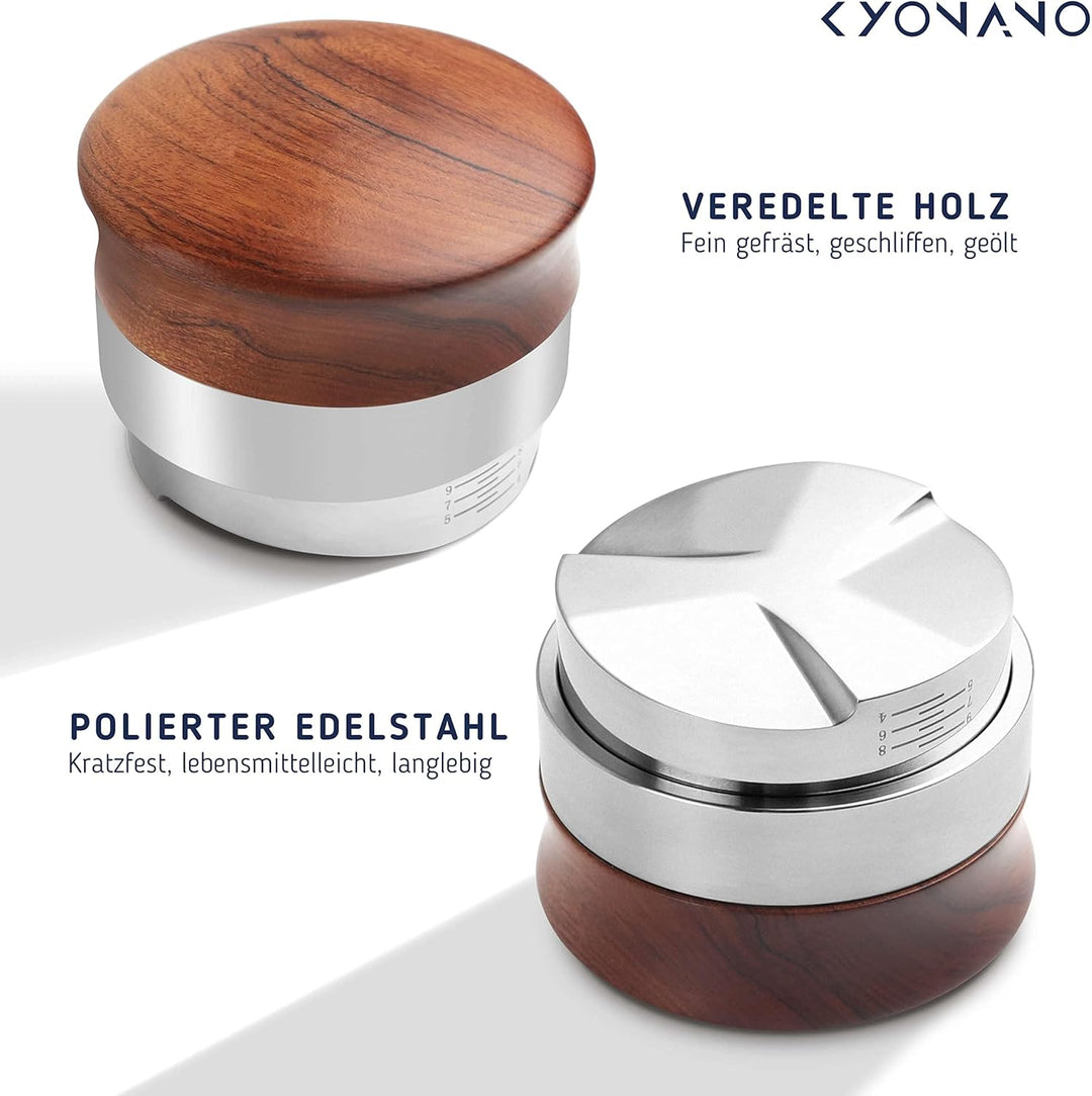KYONANO Distributor 58mm höhenverstellbar, Kaffeepulver-Verteiler aus Premium Edelstahl &amp; Gelbe Birn