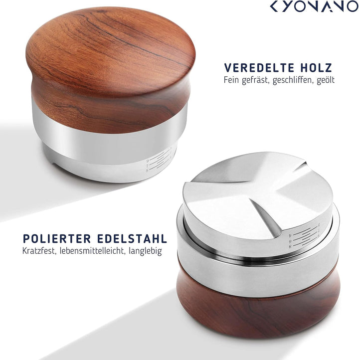 KYONANO Distributor 58mm höhenverstellbar, Kaffeepulver-Verteiler aus Premium Edelstahl &amp; Gelbe Birn