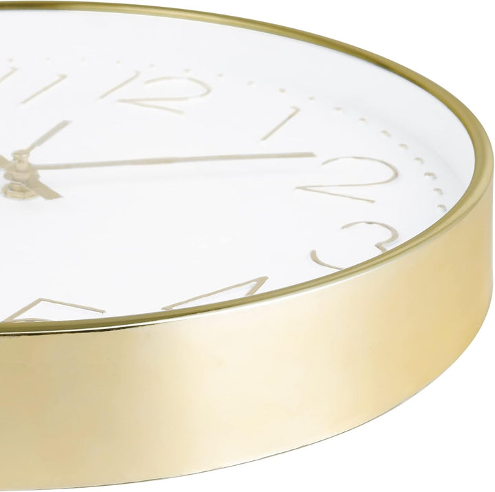 Lafocuse 3D Ziffern Lautlos Wanduhr Gold, 30cm Modern Ohne Tickgeräusche, Quartz Wanduhr Analog Leic