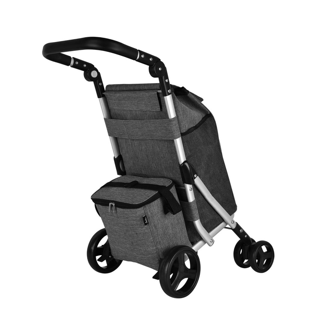 JATA HCAR2502 Einkaufstrolley mit 4 Rädern, 40 l, mit Kühltasche für Gefrierschrank, 2 Räder um 360