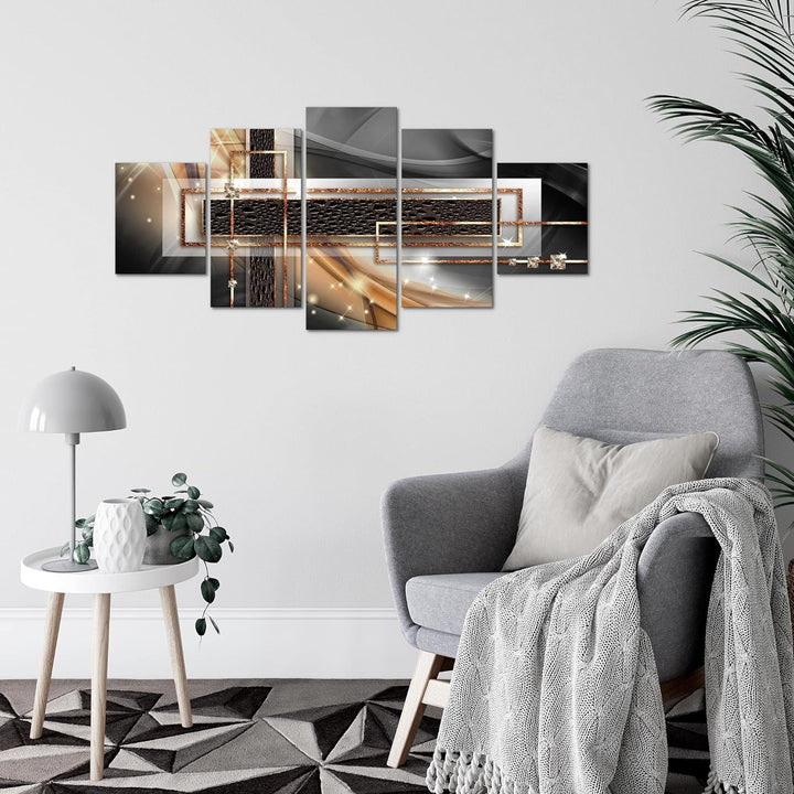Runa Art Wandbilder Abstrakt 5 Teilig Bild auf Vlies Leinwand Deko Wohnzimmer Schlafzimmer Diamant B