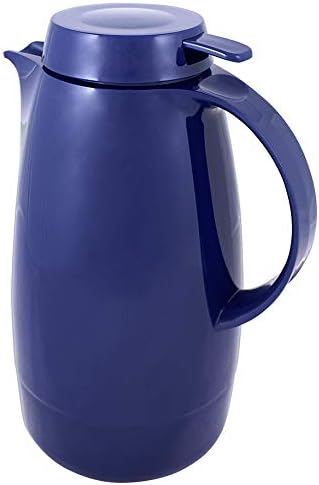 Helios Servitherm Thermoskanne Dunkelblau 1,3L – 6h Heiss - Hält Getränke heiss & kalt – Einhandbedi