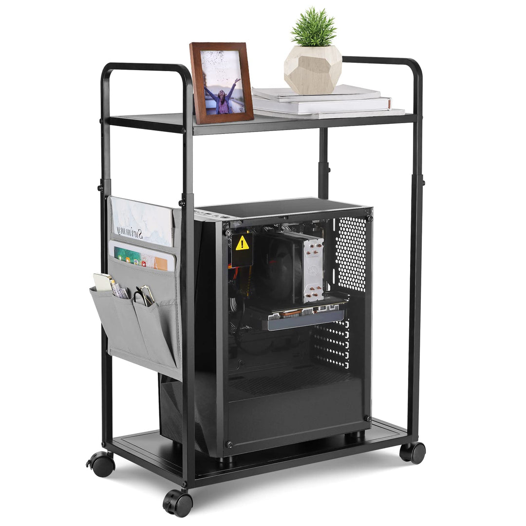 Whchiy PC Ständer Einstellbar Computer Ständer 2 Schicht CPU Ständer mit Hängetasche und Rollen für