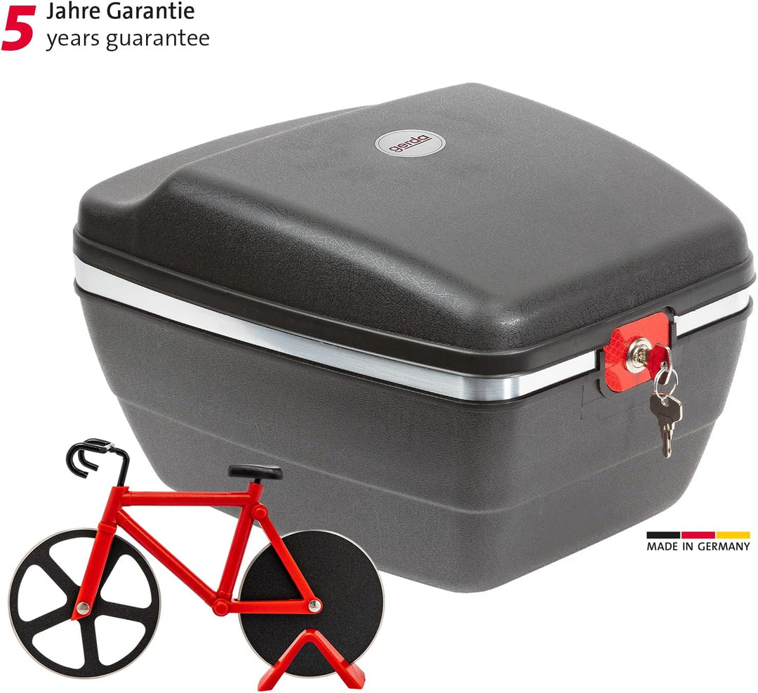 Westmark Fahrrad-Set: 1 Fahrradkoffer für alle Gepäckträger + 1 Pizzaschneider/-fahrrad, Kunststoff/