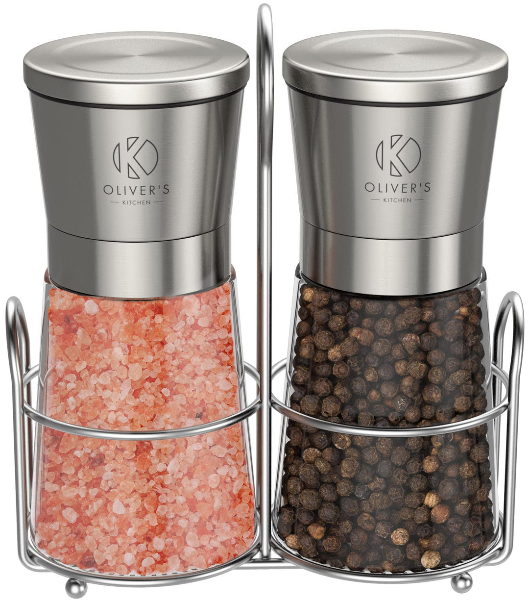 Oliver's Kitchen ® Salz und Pfeffermühle - Premium Keramikmühlen 2 Stück – Einfach aufzufüllen – man