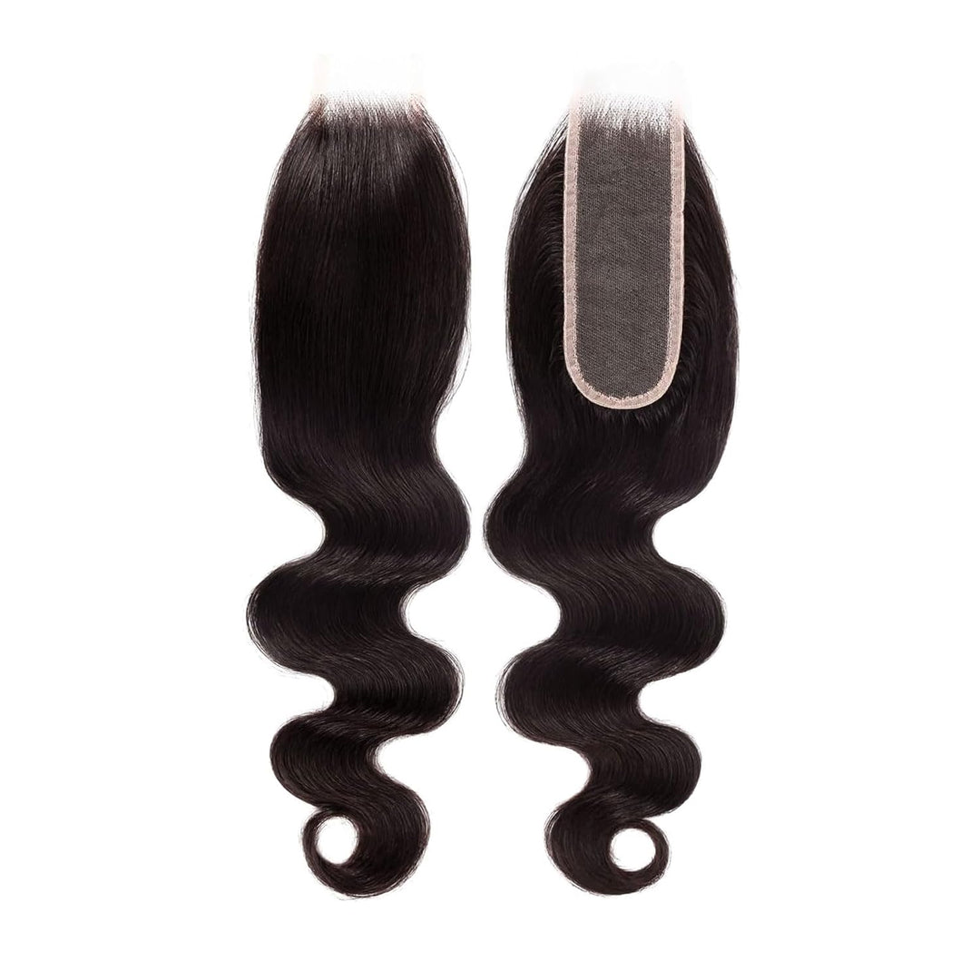 Huarisi 2x6 Closure Human Hair 12 Inch Brazilian Virgin Body Wave Free Part Closure with Baby Hair S