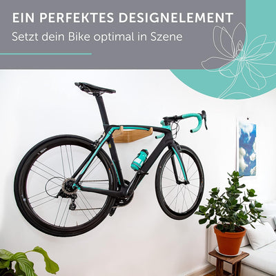 madeco Fahrrad Wandhalterung Holz - FlyBike S Eiche - Design Fahrradhalterung Wand Aufhängung für Wo