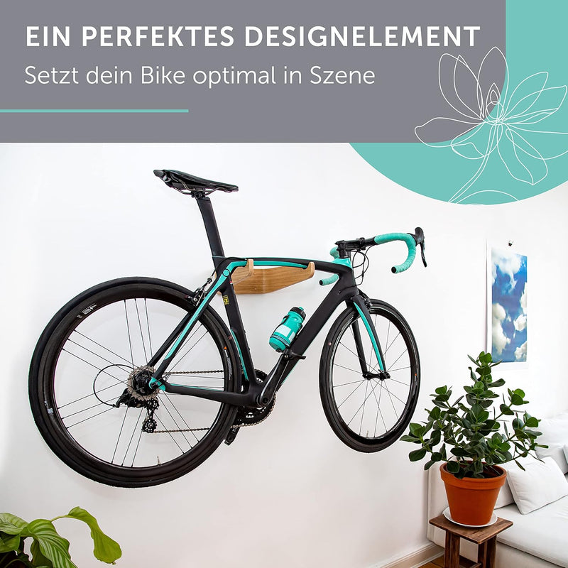 madeco Fahrrad Wandhalterung Holz - FlyBike S Eiche - Design Fahrradhalterung Wand Aufhängung für Wo