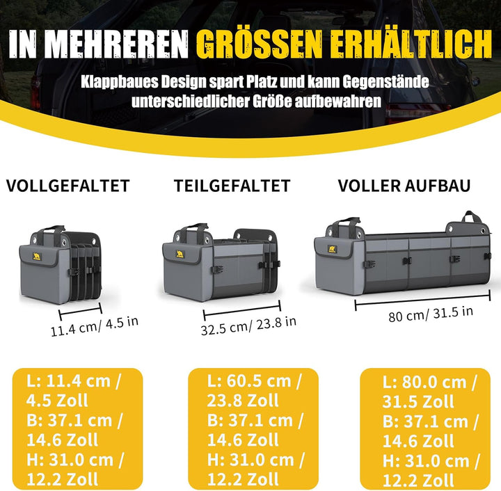 MIKKUPPA Kofferraum Organizer mit Kühltasche – 100L Grosse Kofferraumtasche, Zusammenklappbarer Auto