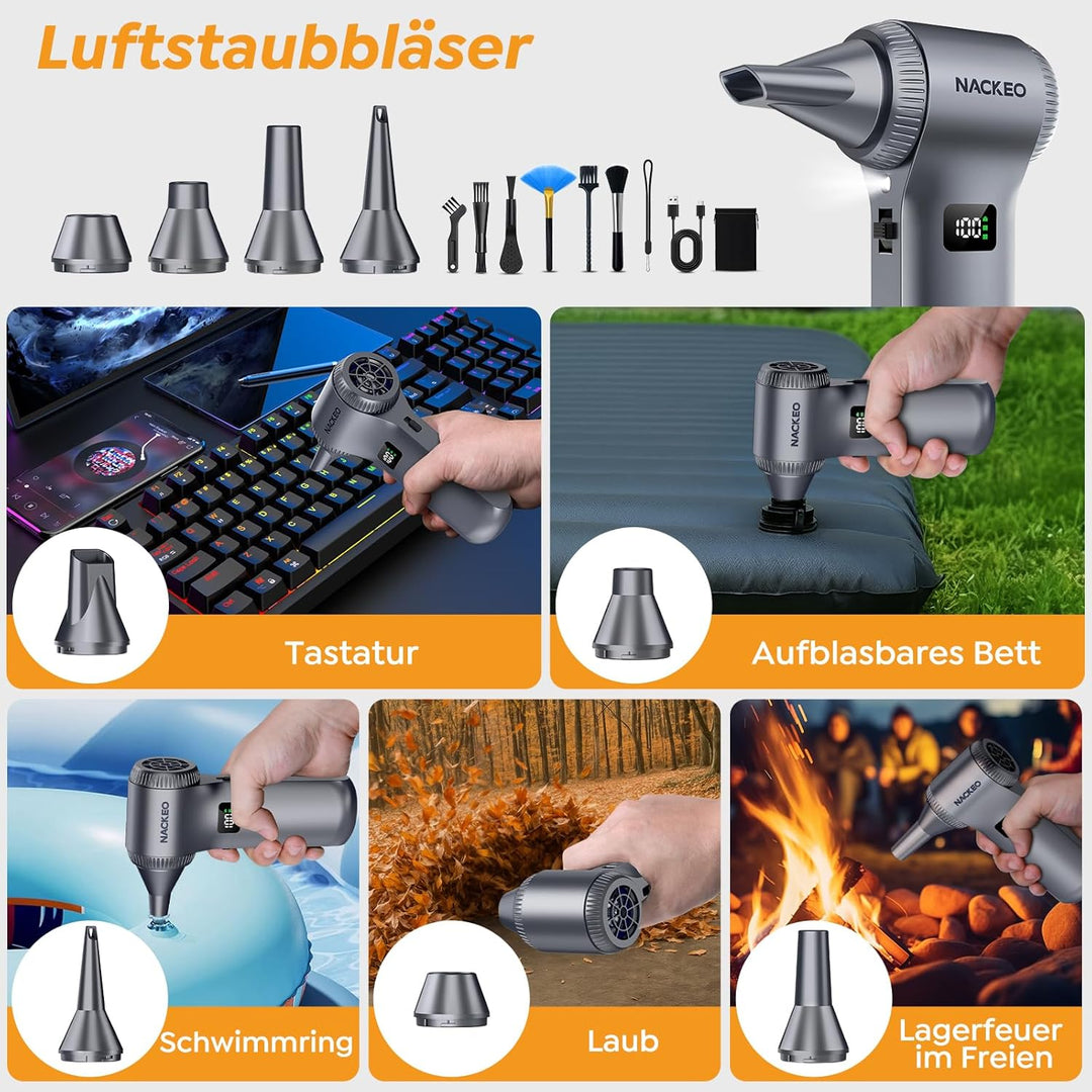 Elektrisches Staubgebläse, 230000 U/min Super Power Cordless Air Duster, 100-stufig einstellbares Mi