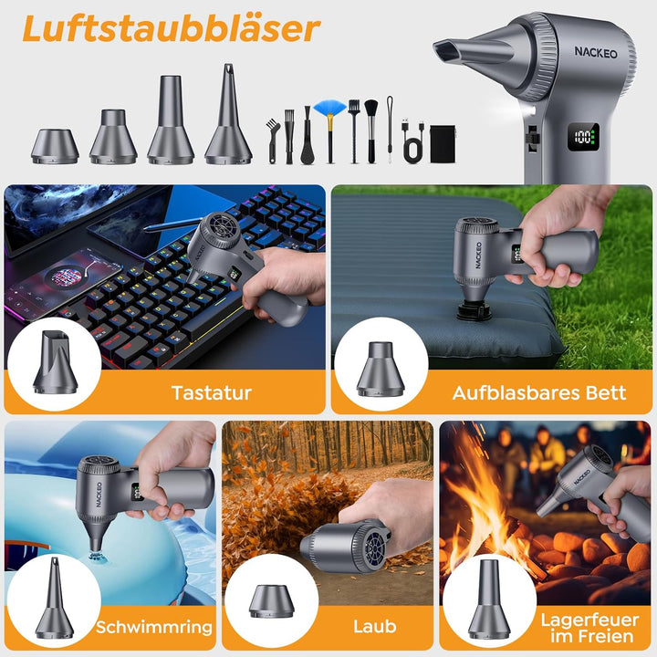 Elektrisches Staubgebläse, 230000 U/min Super Power Cordless Air Duster, 100-stufig einstellbares Mi